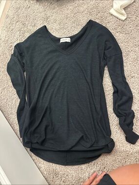 Abercrombie & Fitch Black V-Neck Long Sleeve Top